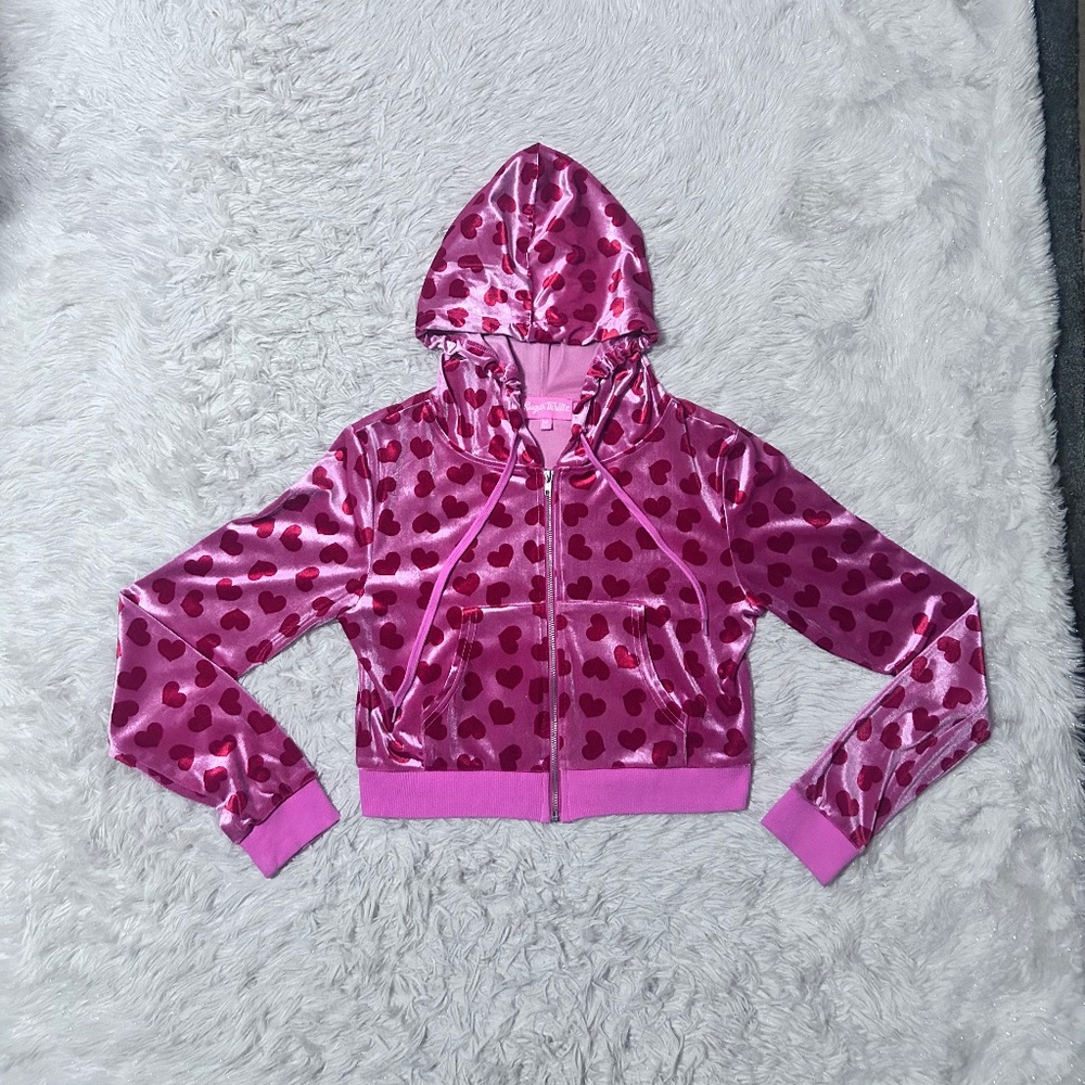 SUGAR THRILLZ Jennifers Body Velour Zip Up Jacket (Size Medium)